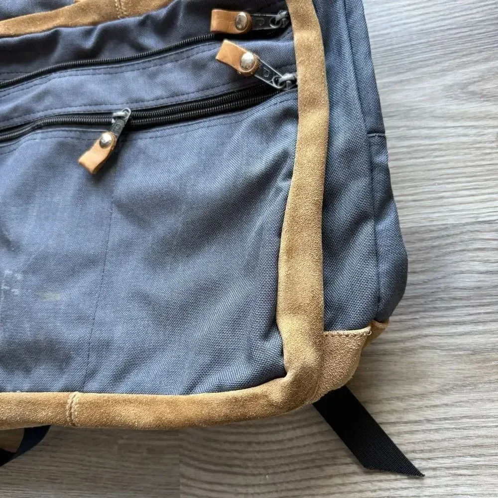 Vintage 80s Levi's Orange Tab Blue‎ Backpack Suede Canvas School Hiking Leather